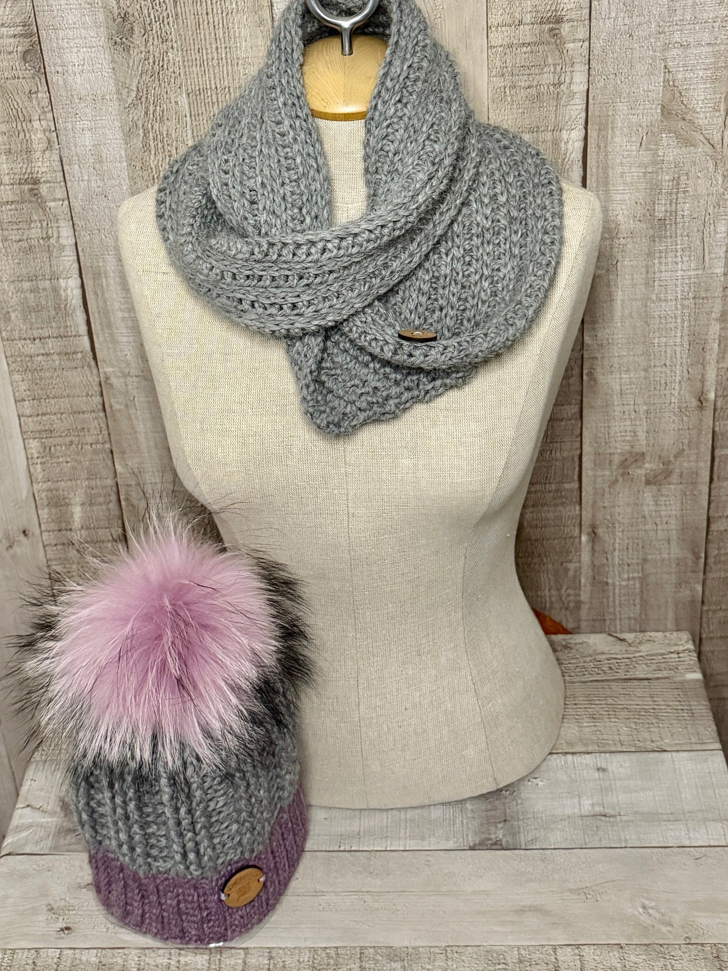 Ensemble tuque et écharpe en alpaga et laine