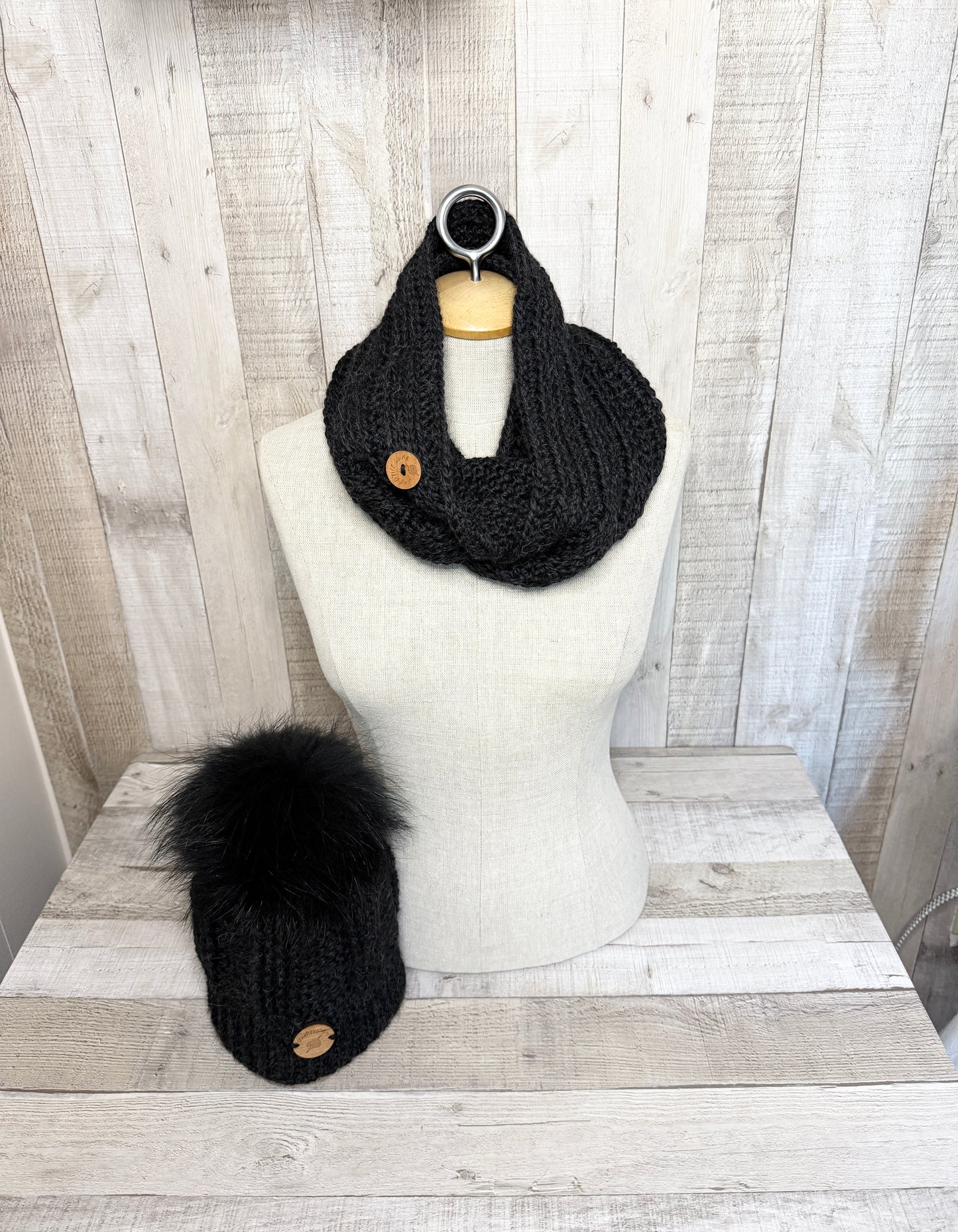 Ensemble tuque et écharpe en alpaga et laine