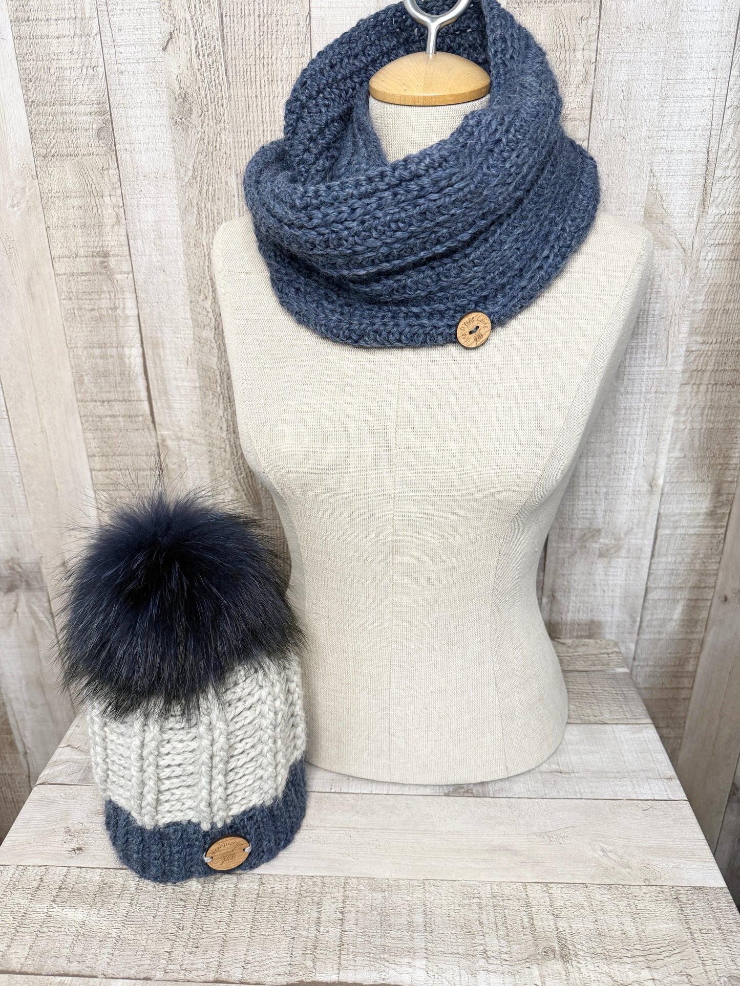 Ensemble tuque et écharpe en alpaga et laine