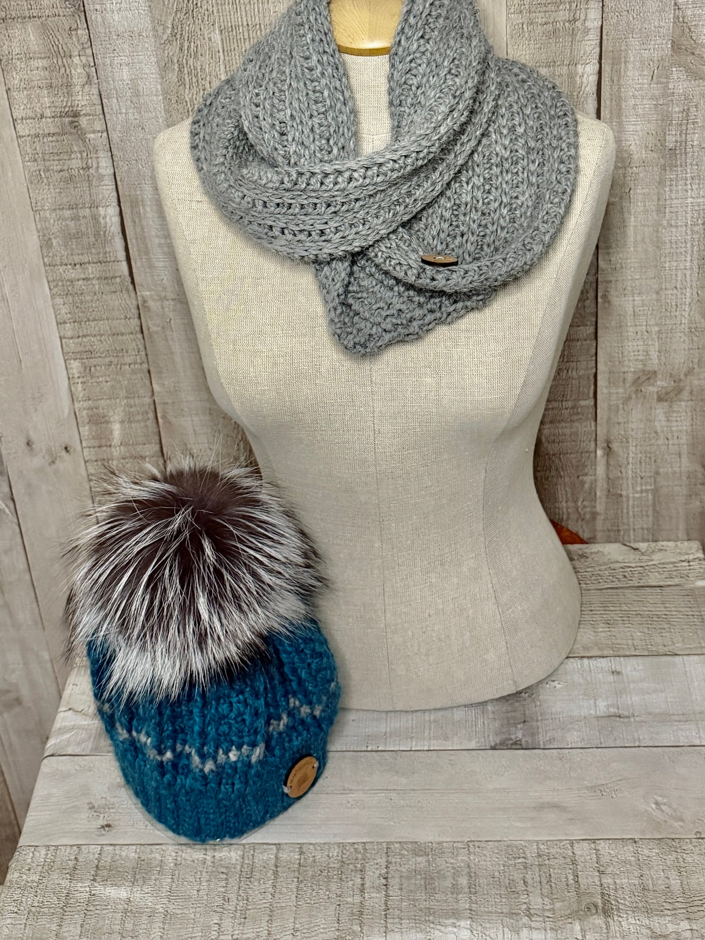 Ensemble tuque et écharpe en alpaga et laine